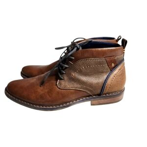FREEMAN Brown Leather Chukka Boots with Lace-Up Design SZ 4.5 M Big Kid Boys